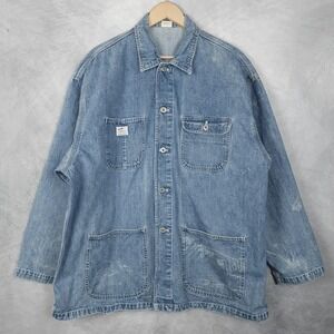 Vintage Gap Barn Coat Mens Medium Blue Denim Chore Workwear Overcoat Jacket